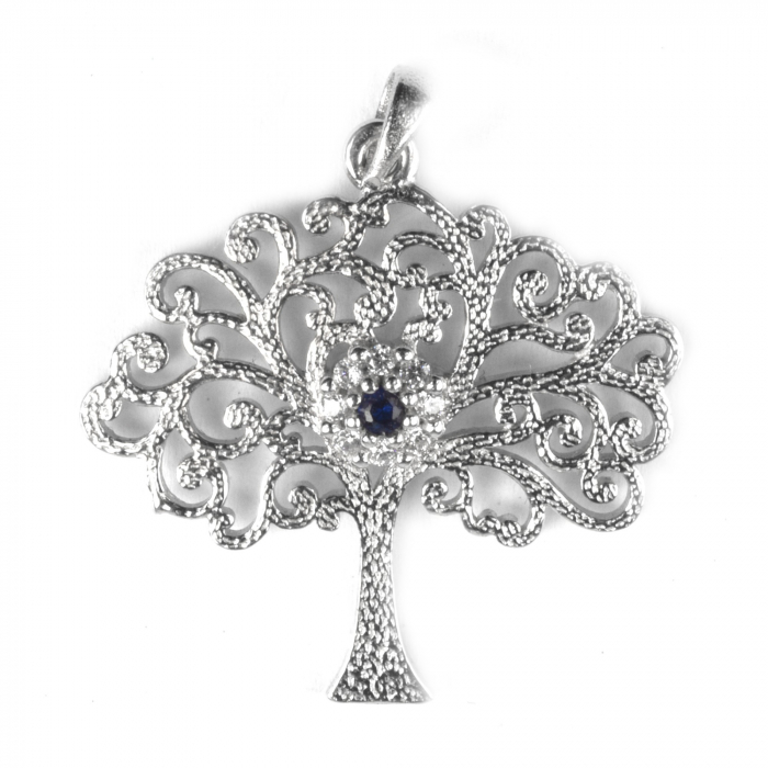 Pandantiv din Argint 925 Copac cu pietre rodiat [4]