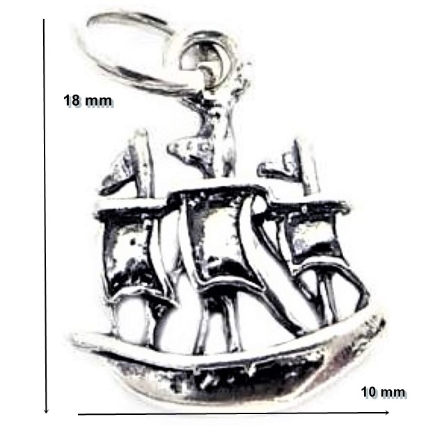 Pandantiv din Argint 925 Jolie Silver, Model Corabie, 18 x 10 mm, 1.1 g [3]