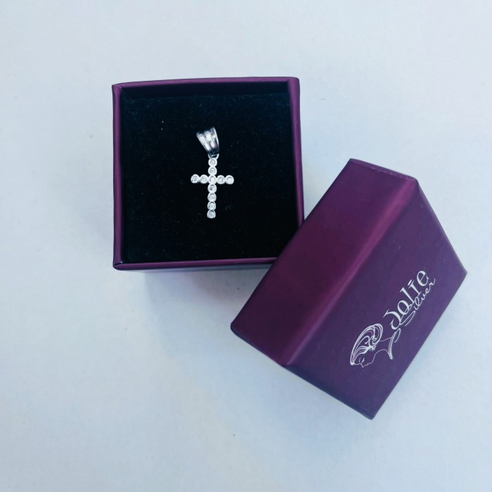 Pandantiv din Argint 925 Jolie Silver, Model Cruce cu Zirconii, 20 x 0.9 mm, 0.5 g [4]