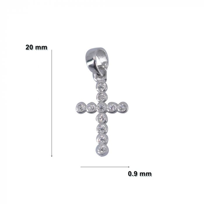Pandantiv din Argint 925 Jolie Silver, Model Cruce cu Zirconii, 20 x 0.9 mm, 0.5 g [3]