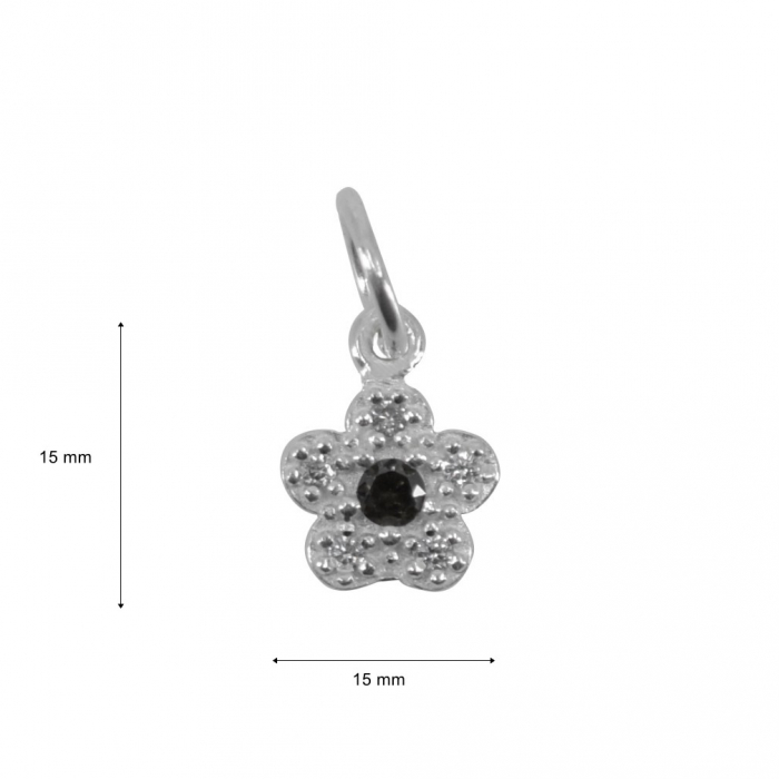 Pandantiv din Argint 925, Jolie Silver, Model Floare Cu Pietre, 0.9 g, 1 x 1 cm, Alb [4]