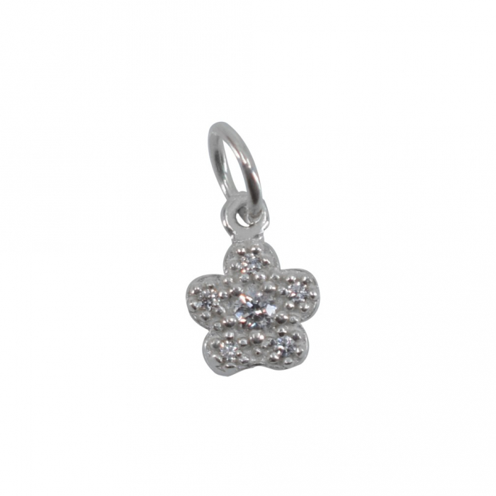 Pandantiv din Argint 925, Jolie Silver, Model Floare Cu Pietre, 0.9 g, 1 x 1 cm, Alb [2]