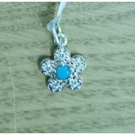 Pandantiv din Argint 925, Jolie Silver, Model Floare Cu Pietre, 0.9 g, 1 x 1 cm, Blue [1]