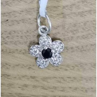Pandantiv din Argint 925, Jolie Silver, Model Floare Cu Pietre, 0.9 g, 1 x 1 cm, Negru [1]