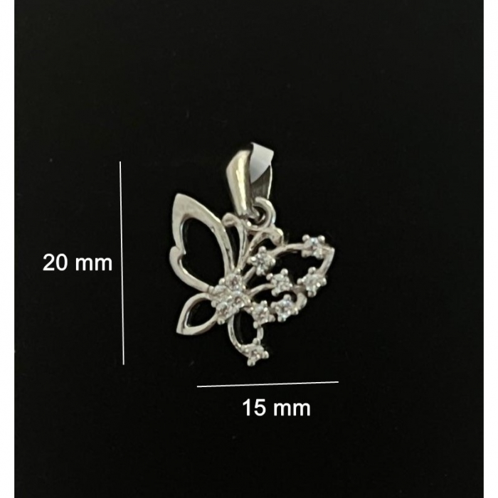 Pandantiv din Argint 925 Jolie Silver, Model Fluturas Rodiat cu Zirconii, 20 x 15 mm, 1.6 g [3]