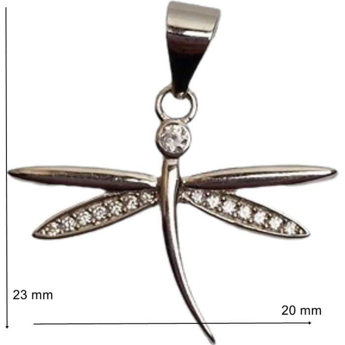 Pandantiv din Argint 925 Jolie Silver, Model Libelula cu Zirconii, 23 x 20 mm, 1.8 g [2]