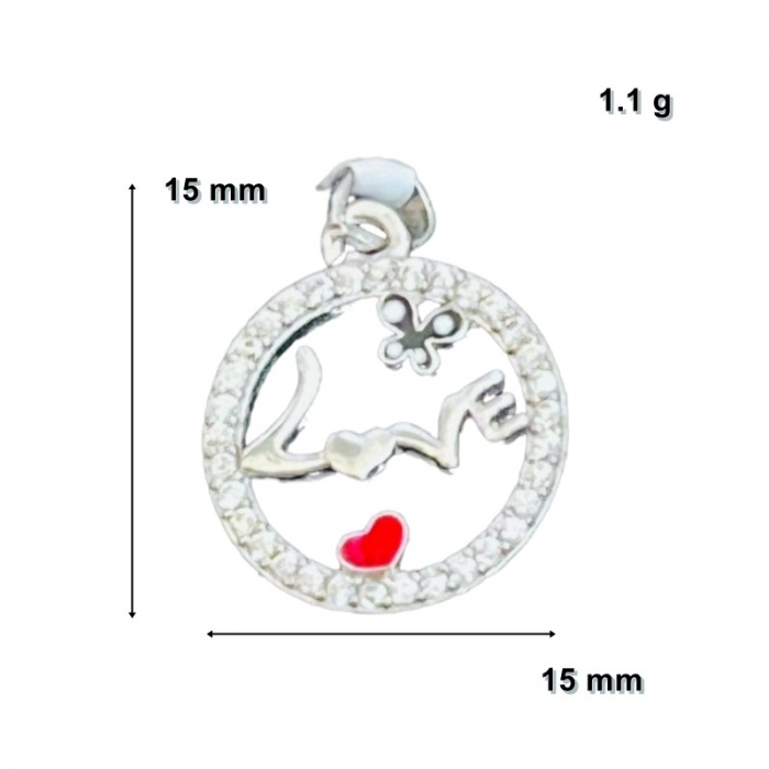 Pandantiv din Argint 925 Jolie Silver, Model Love cu Inima si Fluture, 15 x 15 mm, 1.1 g [4]