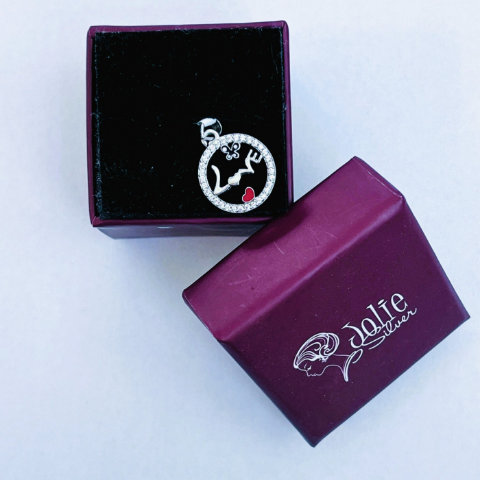 Pandantiv din Argint 925 Jolie Silver, Model Love cu Inima si Fluture, 15 x 15 mm, 1.1 g [7]