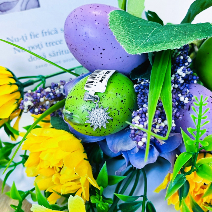 Pandantiv din Argint 925 Jolie Silver, Model Soare cu Zirconii, 20 x 14 mm, 1.8 g [4]