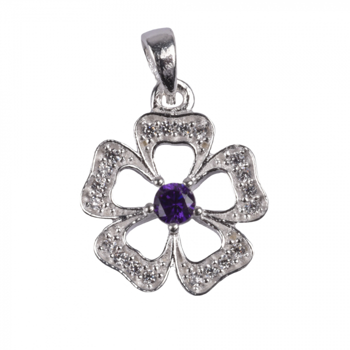 Pandantiv Floare cu Pietre, Argint 925, 1.8 cm x 1.2 cm [2]