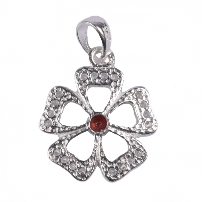 Pandantiv Floare cu Pietre, Argint 925, 1.8 cm x 1.2 cm [9]
