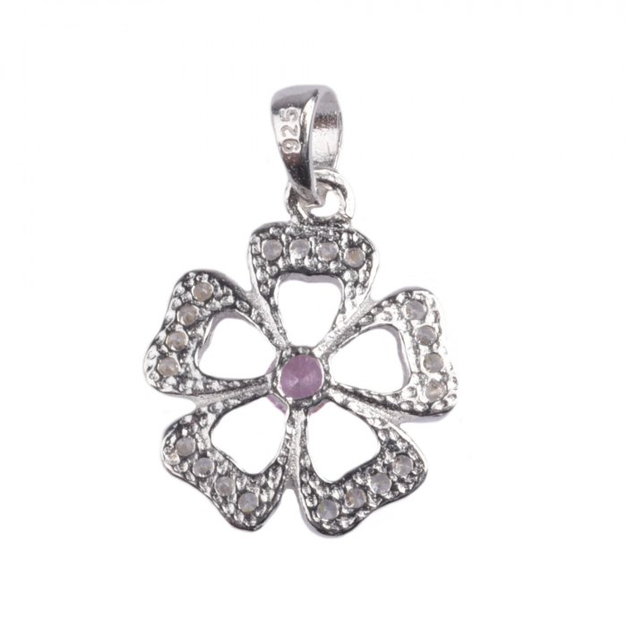 Pandantiv Floare cu Pietre, Argint 925, 1.8 cm x 1.2 cm [6]