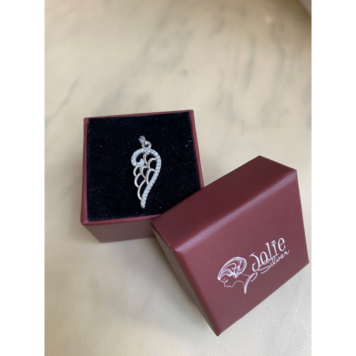Pandantiv, Jolie Silver, Argint 925, Model Aripa cu Pietre, 1.1 g, 25x10 mm [5]