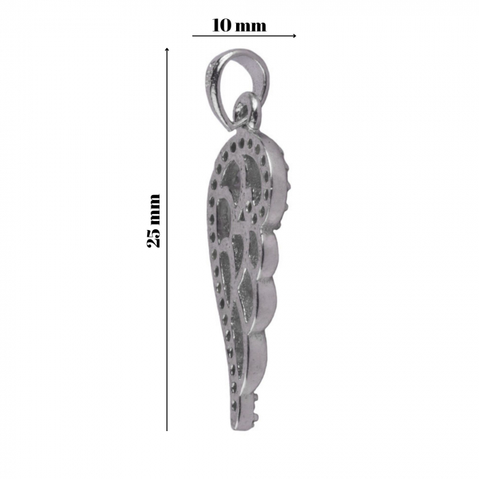 Pandantiv, Jolie Silver, Argint 925, Model Aripa cu Pietre, 1.1 g, 25x10 mm [7]