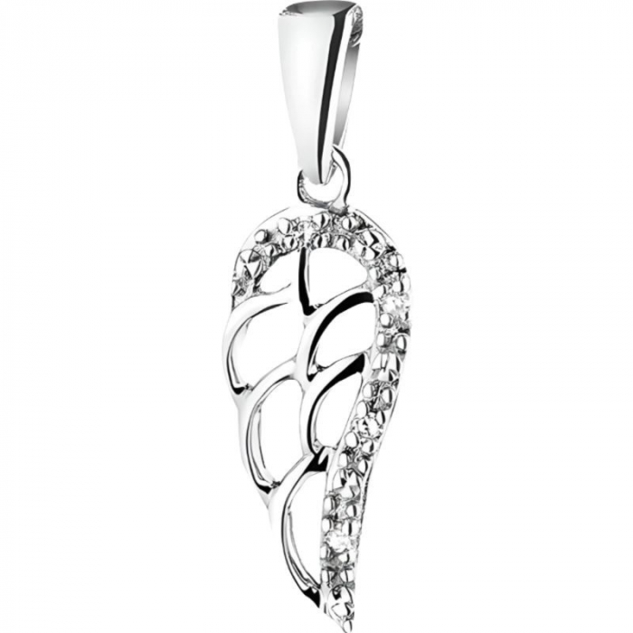 Pandantiv, Jolie Silver, Argint 925, Model Aripa cu Pietre, 1.1 g, 25x10 mm [1]