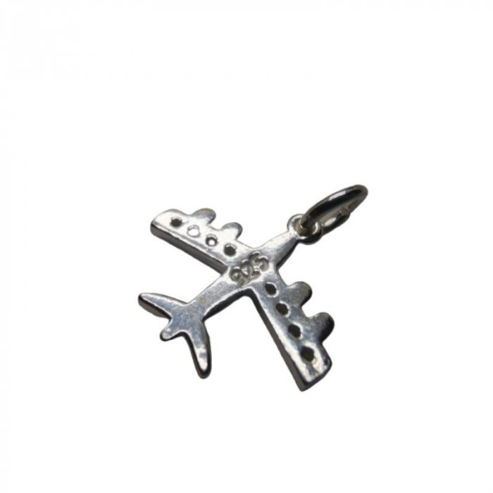 Pandantiv, Jolie Silver, Argint 925, Model Avion Cu Zirconii, 1.7 G, 2x2 Cm [4]