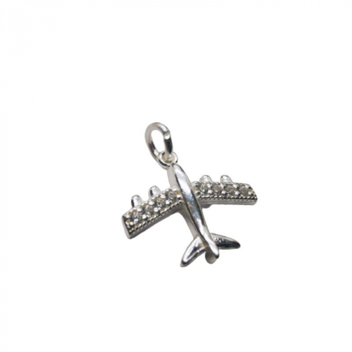 Pandantiv, Jolie Silver, Argint 925, Model Avion Cu Zirconii, 1.7 G, 2x2 Cm [3]