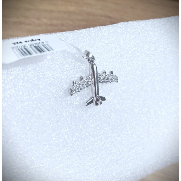 Pandantiv, Jolie Silver, Argint 925, Model Avion Cu Zirconii, 1.7 G, 2x2 Cm [8]
