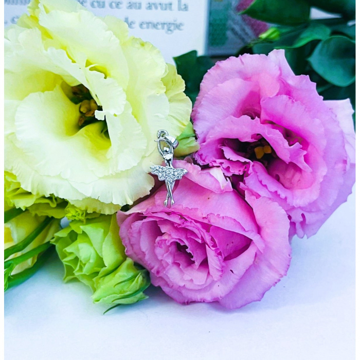 Pandantiv, Jolie Silver, Argint 925, Model Balerina cu Zirconii, 27 x 10 mm, 1.1 g [5]