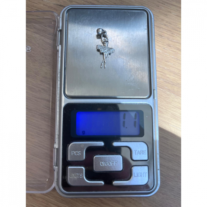 Pandantiv, Jolie Silver, Argint 925, Model Balerina cu Zirconii, 27 x 10 mm, 1.1 g [6]