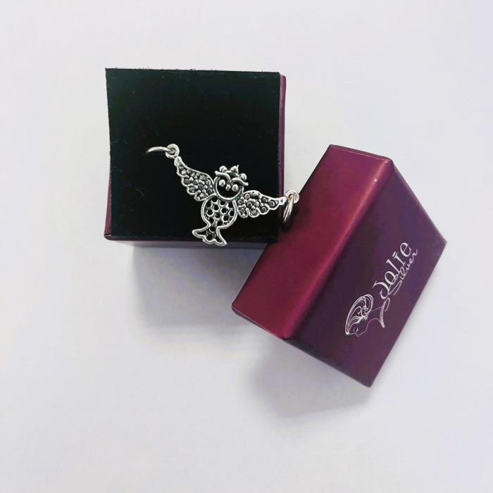 Pandantiv, Jolie Silver, Argint 925, Model Bufnita Patinata, 30 x 15 mm, 2.4 g [2]