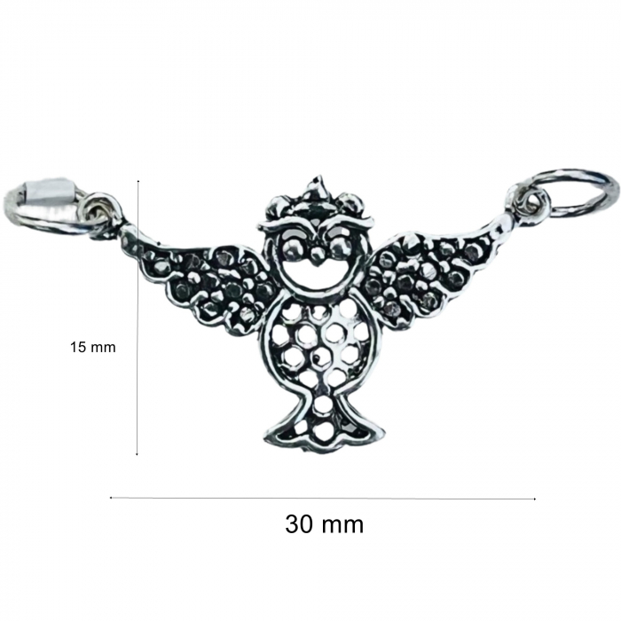 Pandantiv, Jolie Silver, Argint 925, Model Bufnita Patinata, 30 x 15 mm, 2.4 g [5]