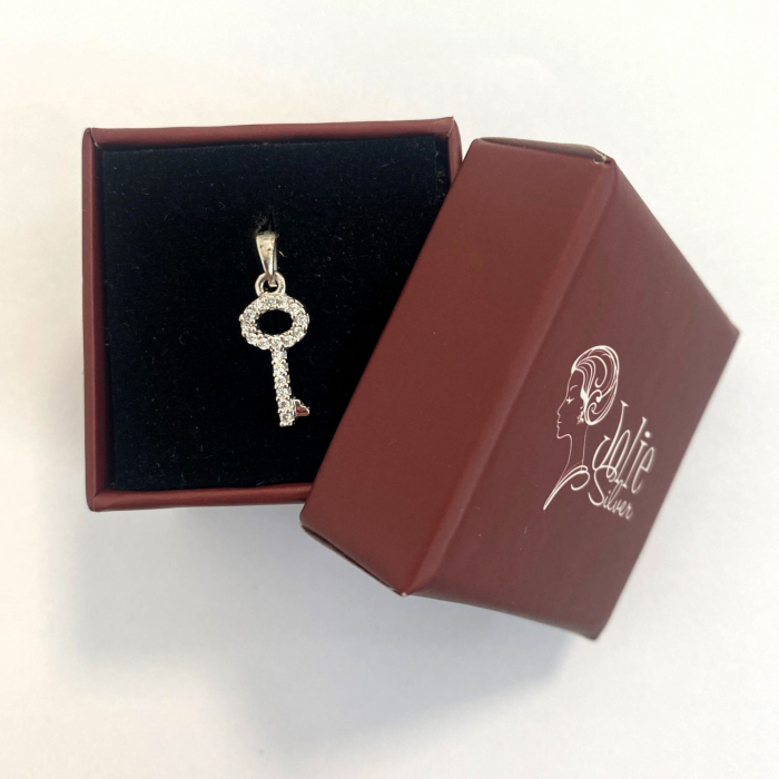 Pandantiv, Jolie Silver, Argint 925, Model Cheita Rodiata cu Pietre, 0.6 g, 15x7 mm [8]