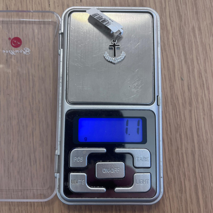 Pandantiv, Jolie Silver, Argint 925, Model Cruce Ancora cu pietre, 13 x 13 mm, 1.1 g [5]