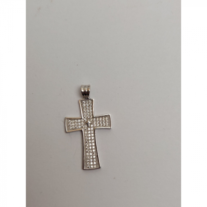 Pandantiv, Jolie Silver, Argint 925, Model Cruce cu Pietre, 2.6 G, 3 x 2 Cm [2]