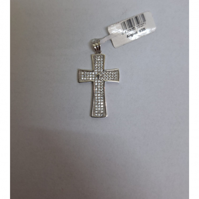 Pandantiv, Jolie Silver, Argint 925, Model Cruce cu Pietre, 2.6 G, 3 x 2 Cm [5]