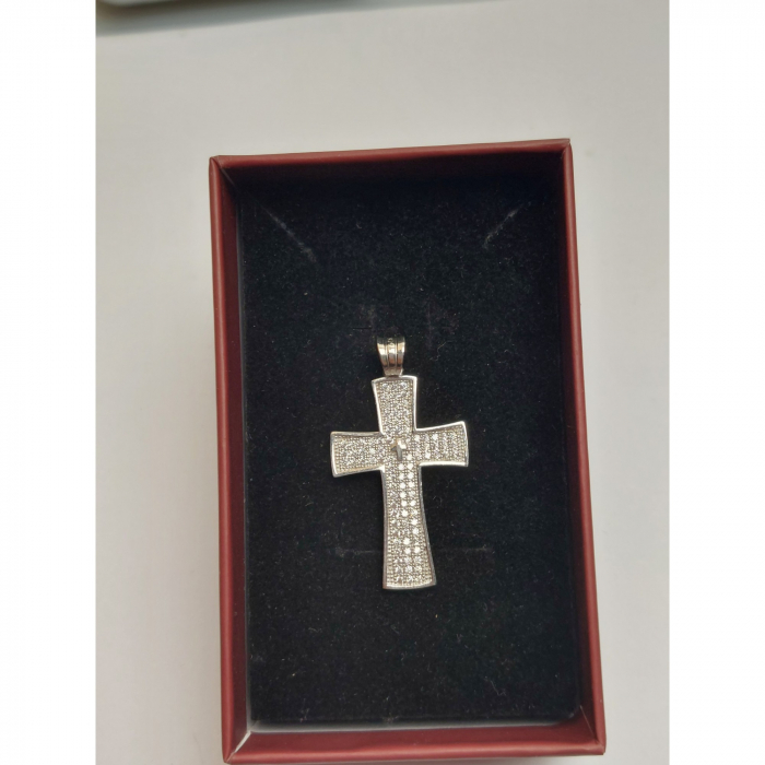 Pandantiv, Jolie Silver, Argint 925, Model Cruce cu Pietre, 2.6 G, 3 x 2 Cm [6]