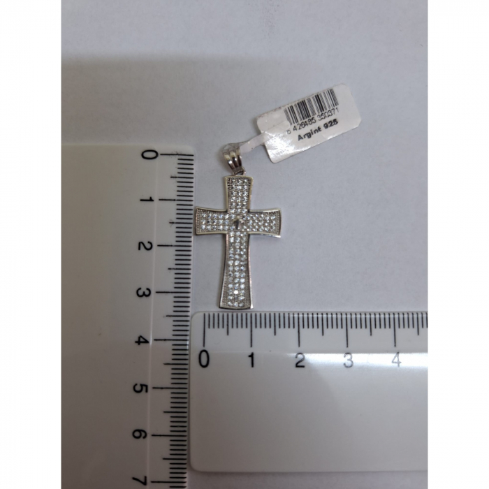 Pandantiv, Jolie Silver, Argint 925, Model Cruce cu Pietre, 2.6 G, 3 x 2 Cm [3]