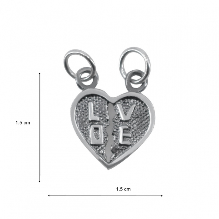 Pandantiv, Jolie Silver, Argint 925, Model Doua Jumatati Love, 1.1 g, 1.5 x 1.5 cm [6]