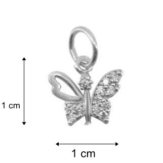Pandantiv, Jolie Silver, Argint 925, Model Fluture Cu Pietre, 0.5 g, 1 x 1 cm [5]