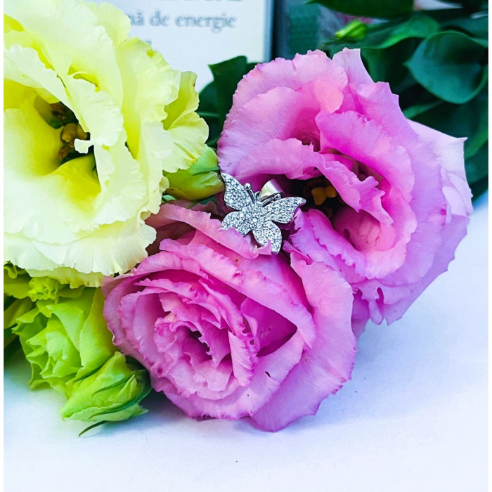 Pandantiv, Jolie Silver, Argint 925, Model Fluture cu Pietre Rodiat, Zirconiu, 18 x 15 mm, 2.3 g [7]