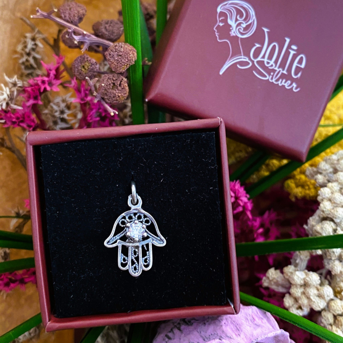 Pandantiv, Jolie Silver, Argint 925, Model Hamza Filigran, 0.9 g, 15x10 mm [4]