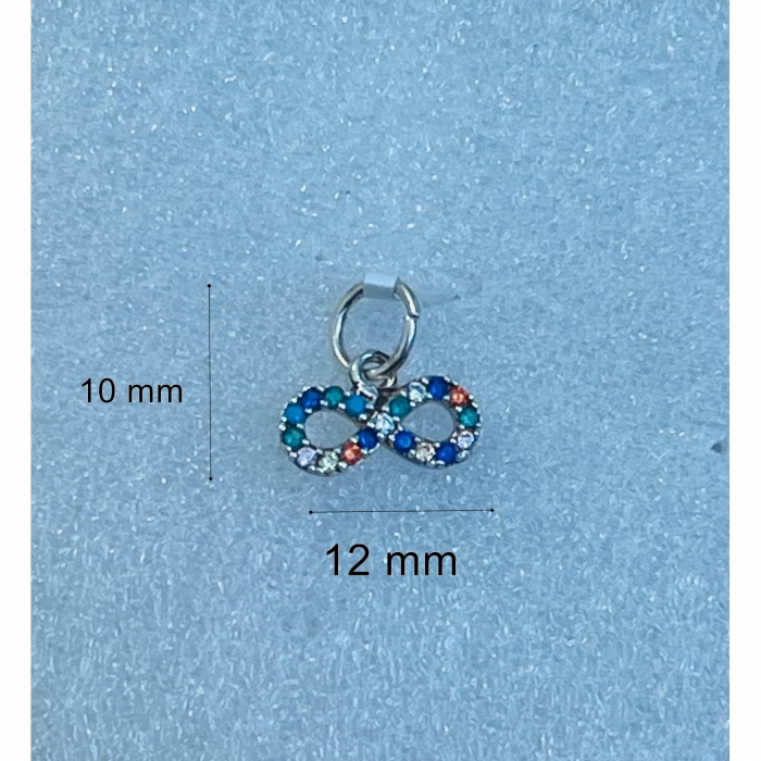 Pandantiv, Jolie Silver, Argint 925, Model Infinit cu Pietre, Model Random, Zirconii, 10 x 12 mm, 0.6 g [2]