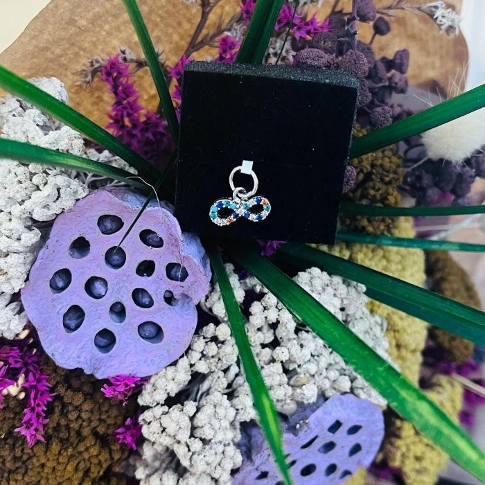 Pandantiv, Jolie Silver, Argint 925, Model Infinit cu Pietre, Model Random, Zirconii, 10 x 12 mm, 0.6 g [5]