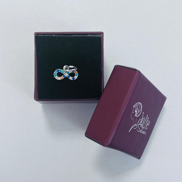 Pandantiv, Jolie Silver, Argint 925, Model Infinit cu Pietre, Model Random, Zirconii, 10 x 12 mm, 0.6 g [6]