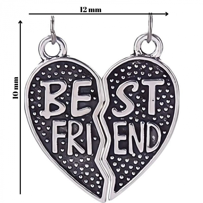 Pandantiv, Jolie Silver, Argint 925, Model Inima Best Friend, 1 g, 10x12 mm [2]