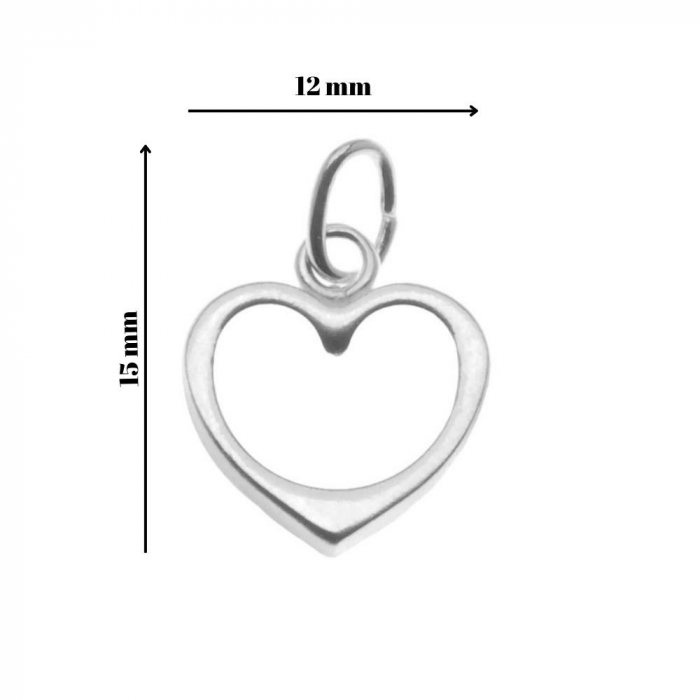 Pandantiv, Jolie Silver, Argint 925, Model Inima Contur, 0.6 g, 15x12 mm [4]