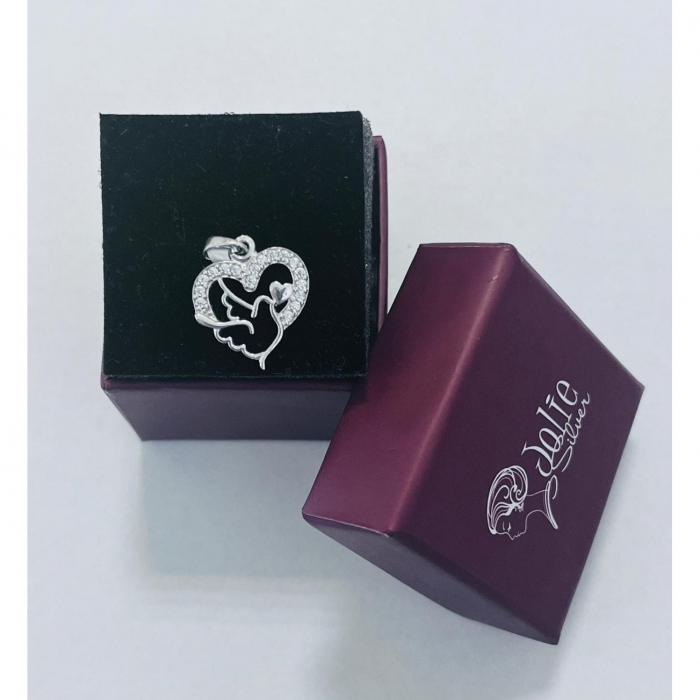 Pandantiv, Jolie Silver, Argint 925, Model Inima cu Porumbel, 20 x 15 mm, 1.5 g [4]