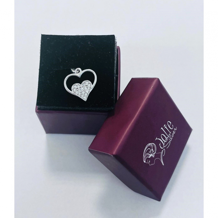 Pandantiv, Jolie Silver, Argint 925, Model Inima in Inima, Pietre Zirconiu, 20 x 15 mm, 1.2 g [5]