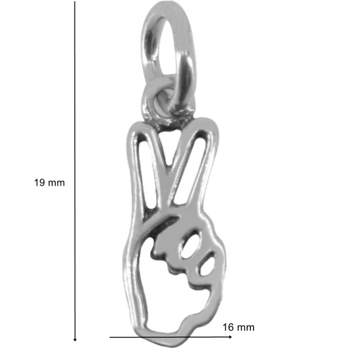 Pandantiv, Jolie Silver, Argint 925, Model Semnul Pacii, 19 x 16 mm, 0.9 g [3]