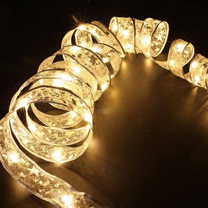 Panglică LED de Crăciun Flippy Aurie, lungime 4 m , 40 LED-uri, Baterii, Alb cald [4]