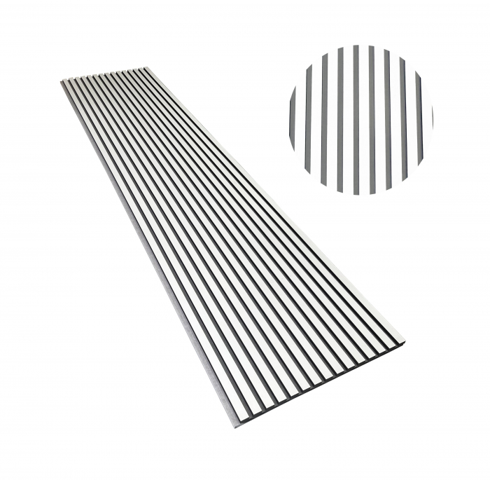 Panou riflat acustic, alb, fetru gri, UnicSpot, 240x60x2.1 cm [2]