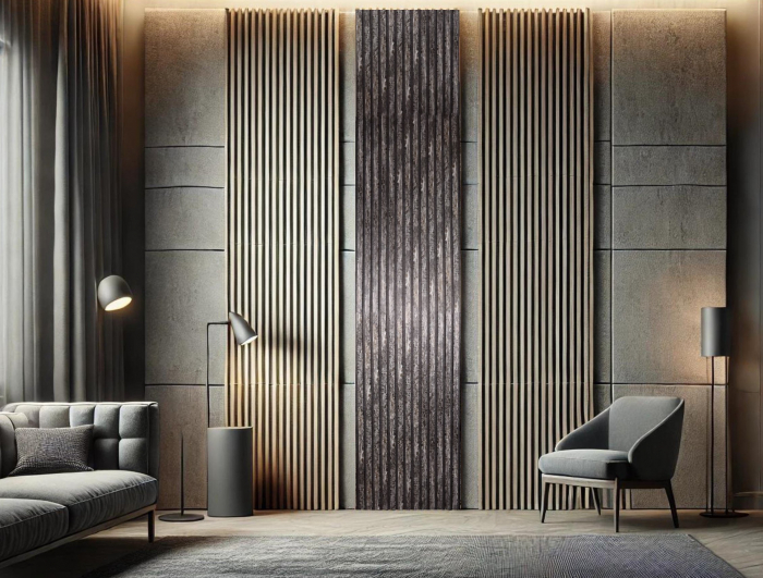 Panou riflat acustic, lemn antichizat, UnicSpot, 240x60x2.1 cm [3]
