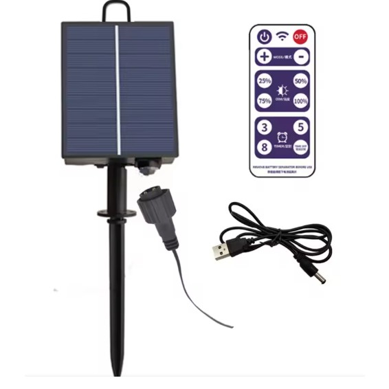 Panou Solar Pentru Instalatii Craciun, 31V, 500 mAh, Acumulator de 2400 mAh, 8 Jocuri de lumini, 14 cm x 11 cm [2]