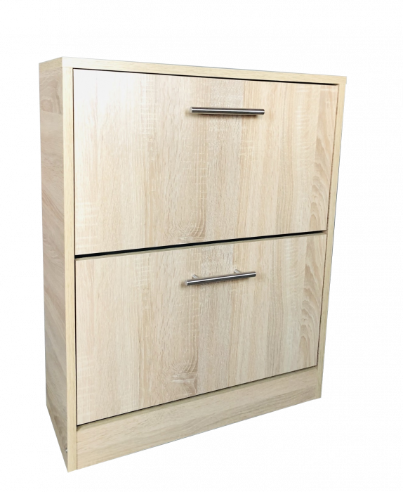 Pantofar Jesolo cu doua sertare, stejar alb, 63x24x81.5 cm [1]