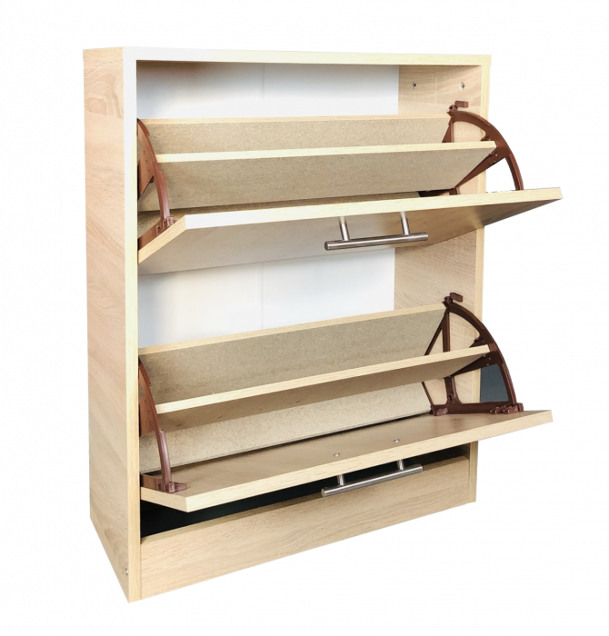 Pantofar Jesolo cu doua sertare, stejar alb, 63x24x81.5 cm [3]